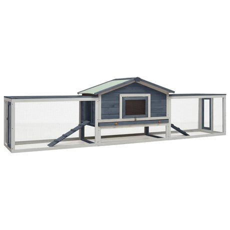 Vidaxl Rabbit Hutch 310x70x87 cm Solid Pine og Pinewood Gray
