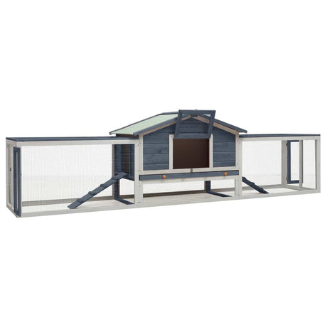 Vidaxl Rabbit Hutch 310x70x87 cm Solid Pine og Pinewood Gray