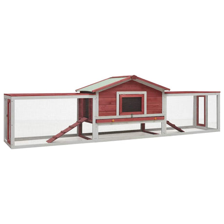 Vidaxl Rabbit Hutch 310x70x87 cm Solid Pine and Pinewood Red