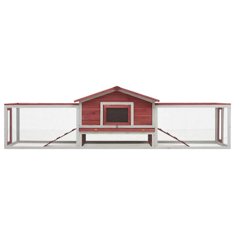 Vidaxl Rabbit Hutch 310x70x87 cm Solid Pine and Pinewood Red