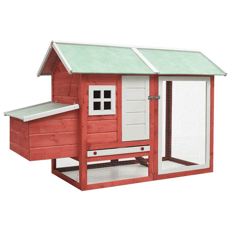 Vidaxl Chicken Coop 170x81x110 cm Solid fyrretræ og fyrretræ rød