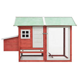 Vidaxl Chicken Coop 170x81x110 cm Solid fyrretræ og fyrretræ rød
