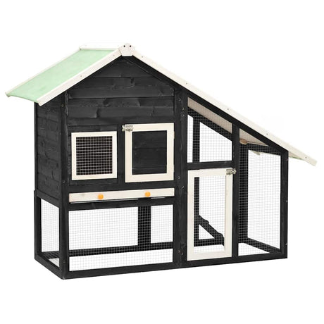 Vidaxl Rabbit Hutch 140x63x120 cm Solid fyrretræ grå og hvid