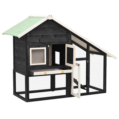 Vidaxl Rabbit Hutch 140x63x120 cm Solid fyrretræ grå og hvid
