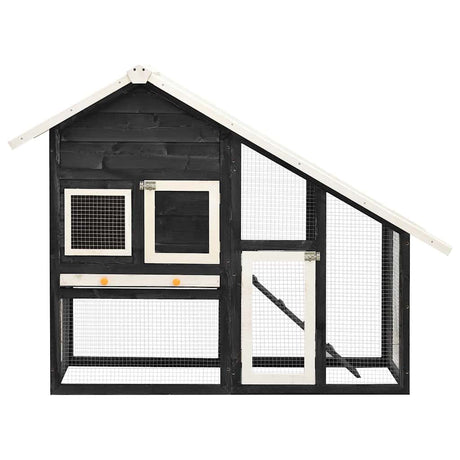 Vidaxl Rabbit Hutch 140x63x120 cm Solid fyrretræ grå og hvid
