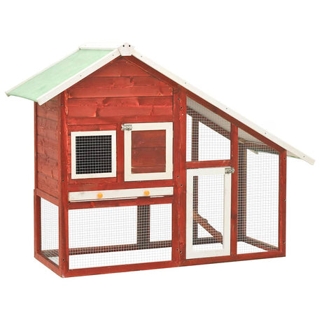 Vidaxl Rabbit Hutch 140x63x120 cm Solid fyrretræ rød og hvid