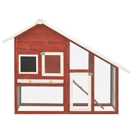 Vidaxl Rabbit Hutch 140x63x120 cm Solid fyrretræ rød og hvid