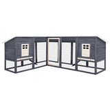 Vidaxl Rabbit Hutch til udefra med Ren Solid Vurenhout Gray and White