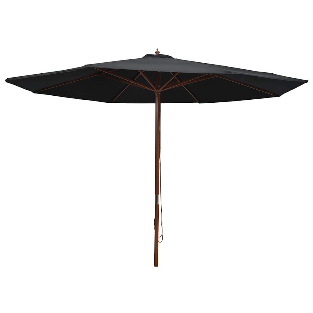 Vidaxl -parasol med træpol 350 cm sort