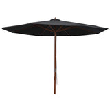 Vidaxl -parasol med træpol 350 cm sort