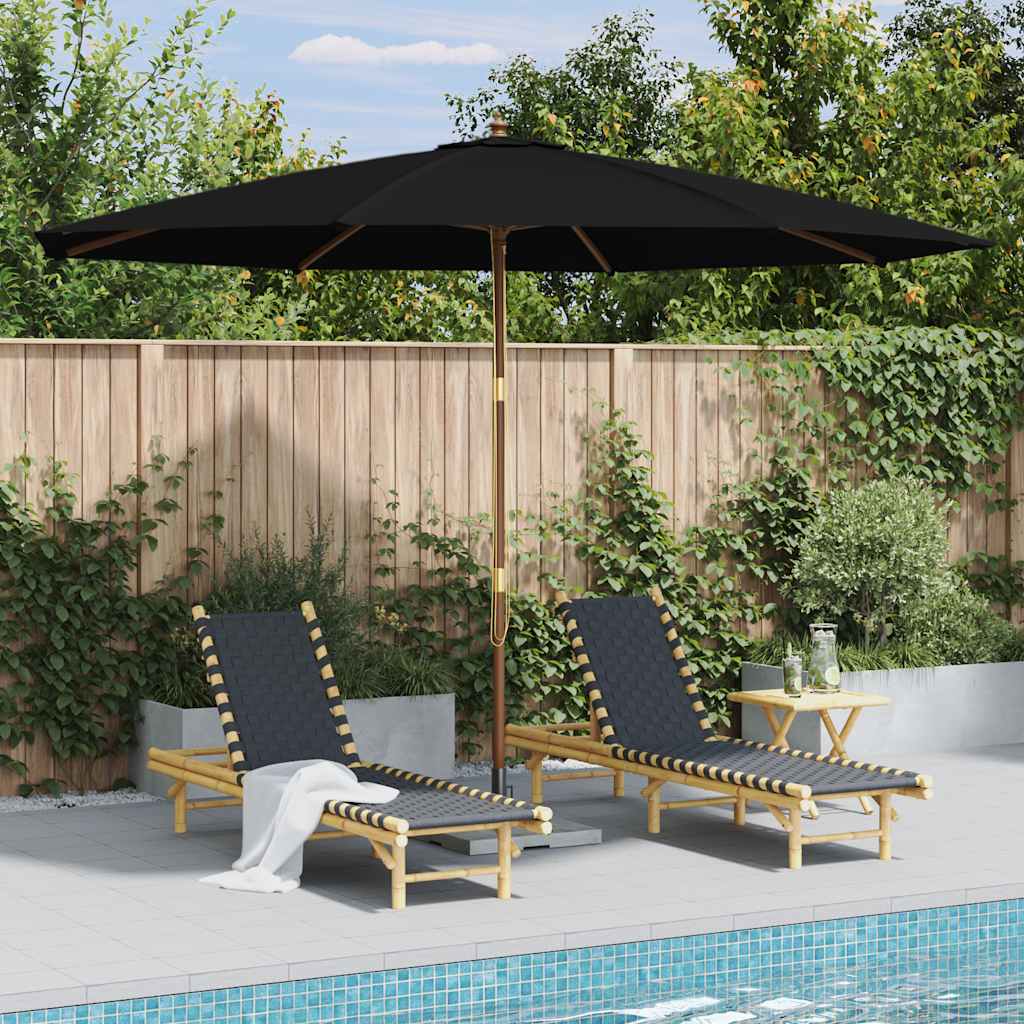 Vidaxl -parasol med træpol 350 cm sort