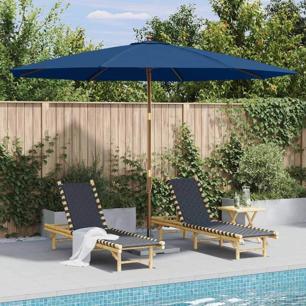 Vidaxl -parasol med træpol 350 cm blå