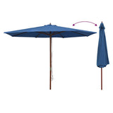 Vidaxl -parasol med træpol 350 cm blå