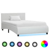 Vidaxl bedframe met led kunstleer wit 90x200 cm