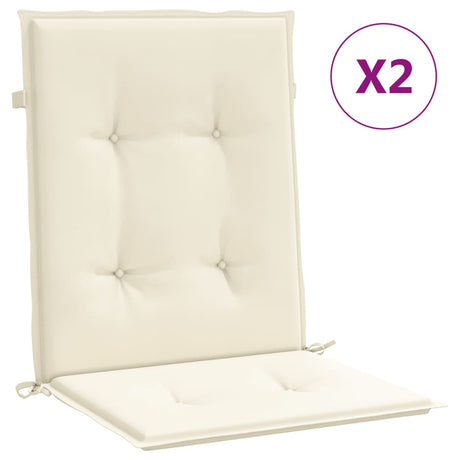 Vidaxl Garden Stol Pude Low Back 2 St 100x50x3 cm Oxford Fabric Crème