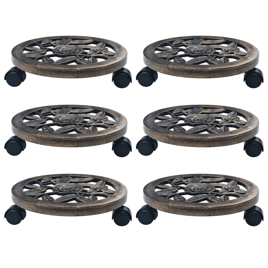 Vidaxl Plant Trolleys 6 PCS 30 cm plast bronze farvet
