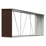 Vidaxl brænde skur 330x84x152 cm galvaniseret stålbrun