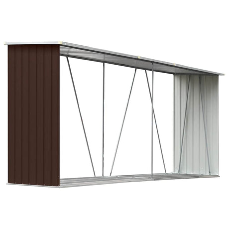 Vidaxl brænde skur 330x84x152 cm galvaniseret stålbrun