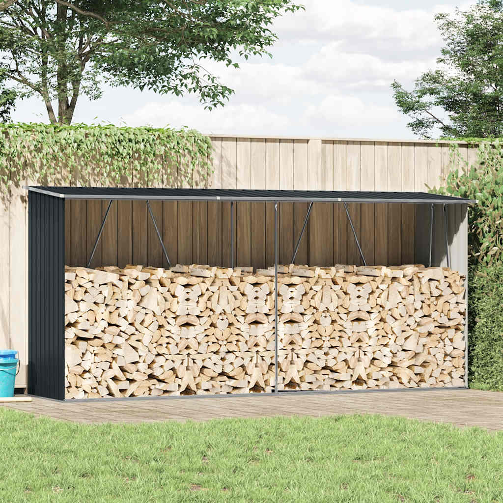 Vidaxl brænde skur 330x84x152 cm galvaniseret stål antracit