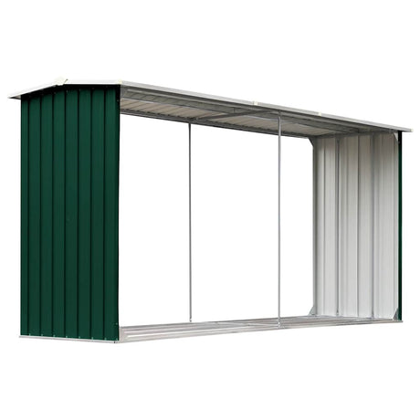 Vidaxl brænde skur 330x92x153 cm galvaniseret stålgrøn