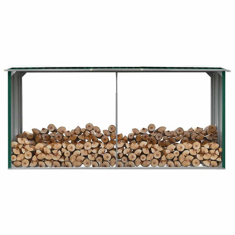 Vidaxl brænde skur 330x92x153 cm galvaniseret stålgrøn