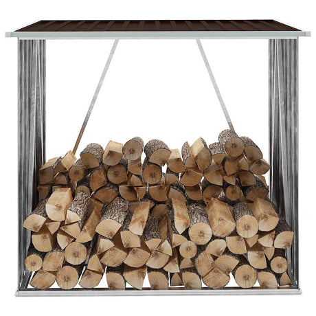 Vidaxl brænde skur 163x83x154 cm galvaniseret stålbrun