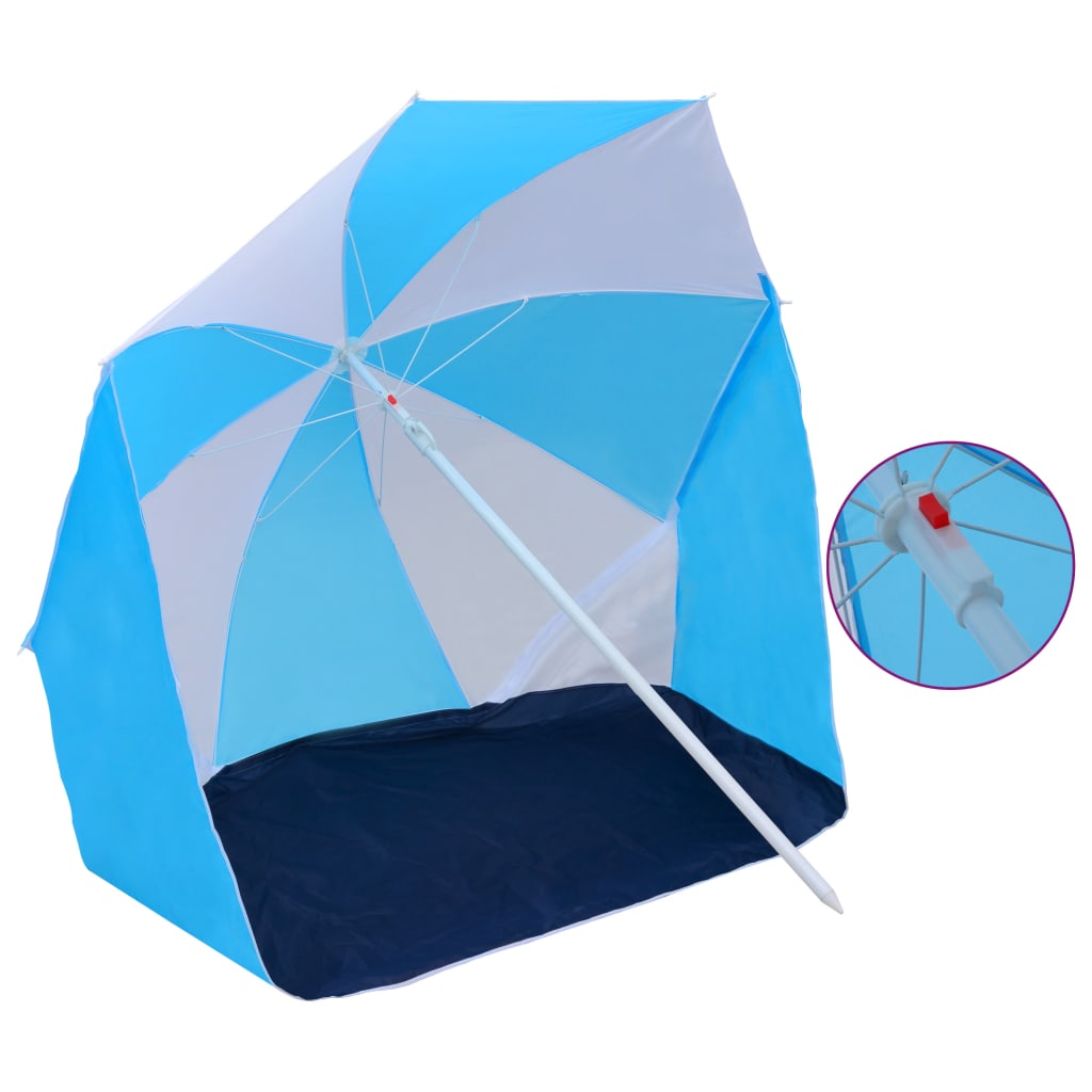 Vidaxl Strandparasol -tent 180 cm stofblåt og hvidt