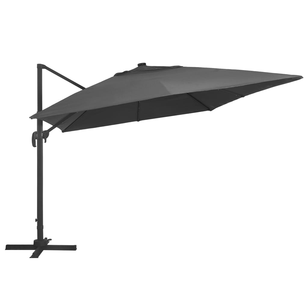 Vidaxx flydeparasol med LED og aluminiumsstang 400x300 cm antracit
