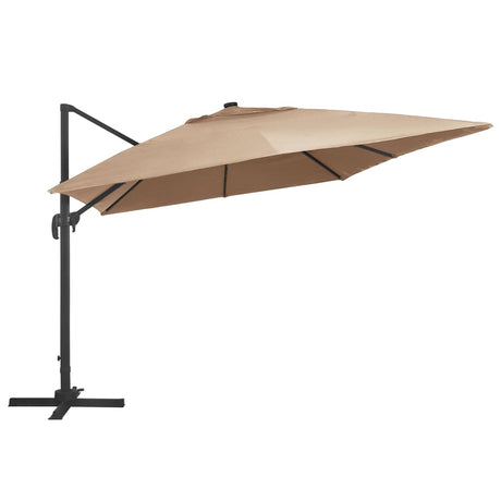 Vidaxx flydeparasol med LED og aluminiumsstang 400x300 cm taupe