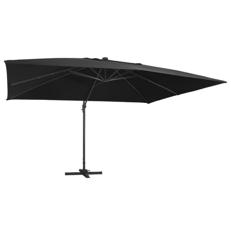 Vidaxx flydeparasol med LED-belysning og stang 400x300 cm sort