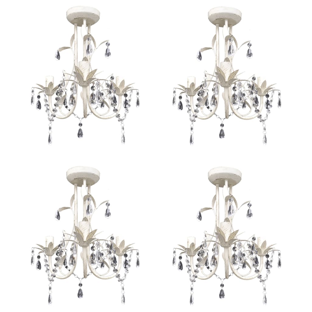 VidaXL lysekroner krystal 4 stk elegant hvid