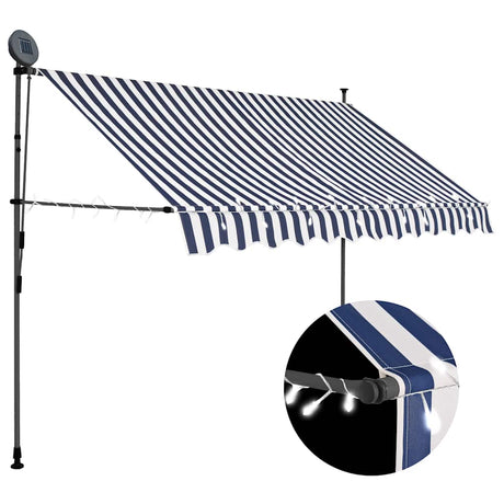 Vidaxl luifel manuelt kan udvides med LED 300 cm blå og hvid