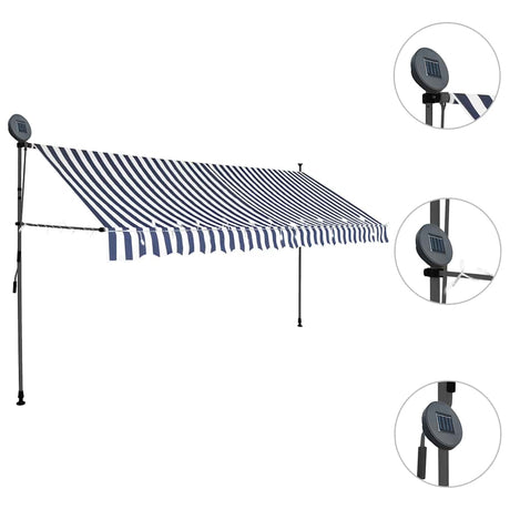 Vidaxl Luifel manuelt kan udvides med LED 350 cm blå og hvid