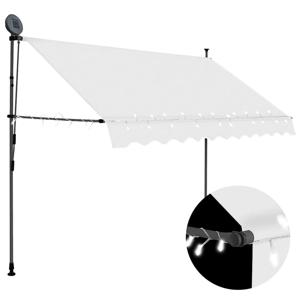 Vidaxl Luifel manuelt kan udvides med LED 300 cm creme -farvet