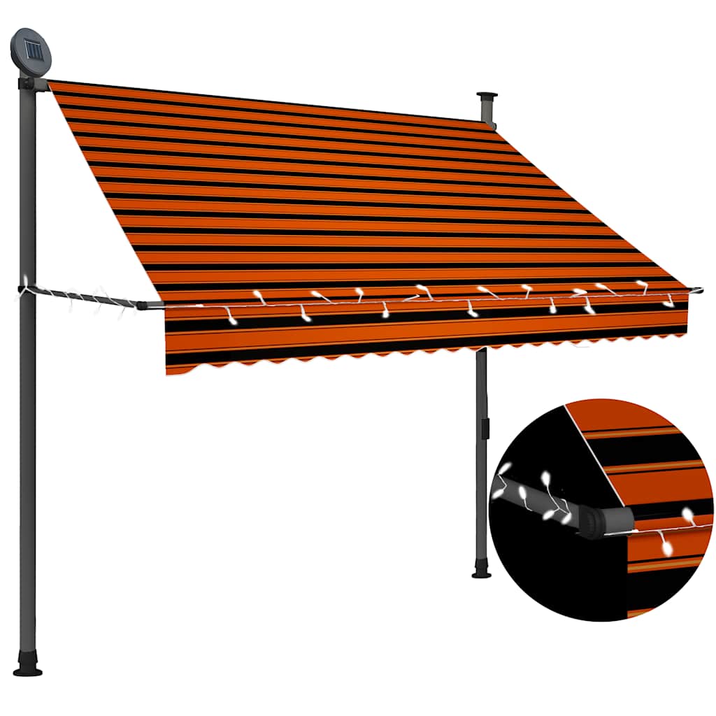 Vidaxl Luifel manuelt kan udvides med LED 200 cm orange og brun