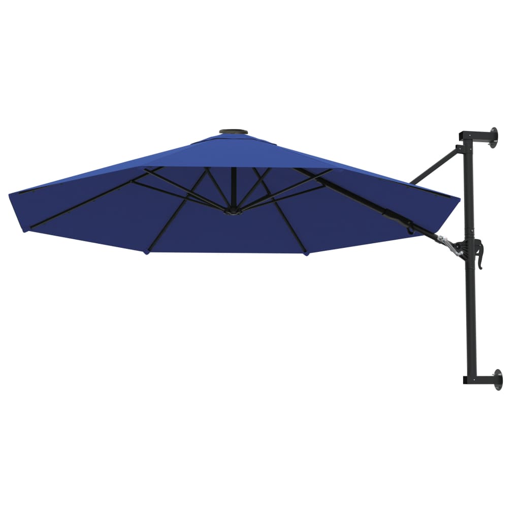 VidaXL vægparasol med metalstang 300 cm blå