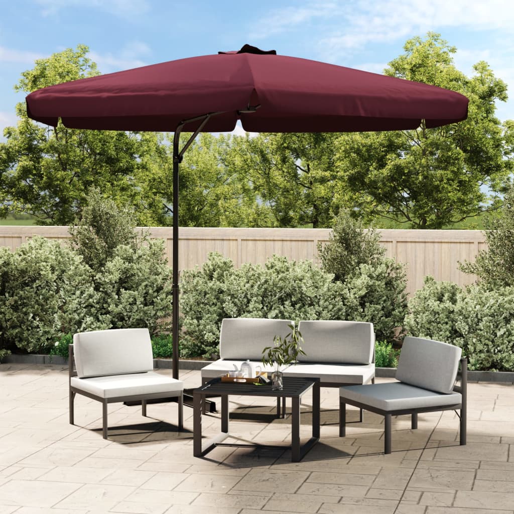 Vidaxl -parasol med stålstang 300 cm Bordeaux rød