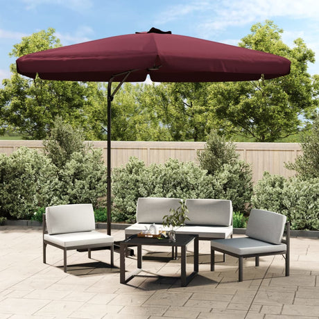 Vidaxl -parasol med stålstang 300 cm Bordeaux rød