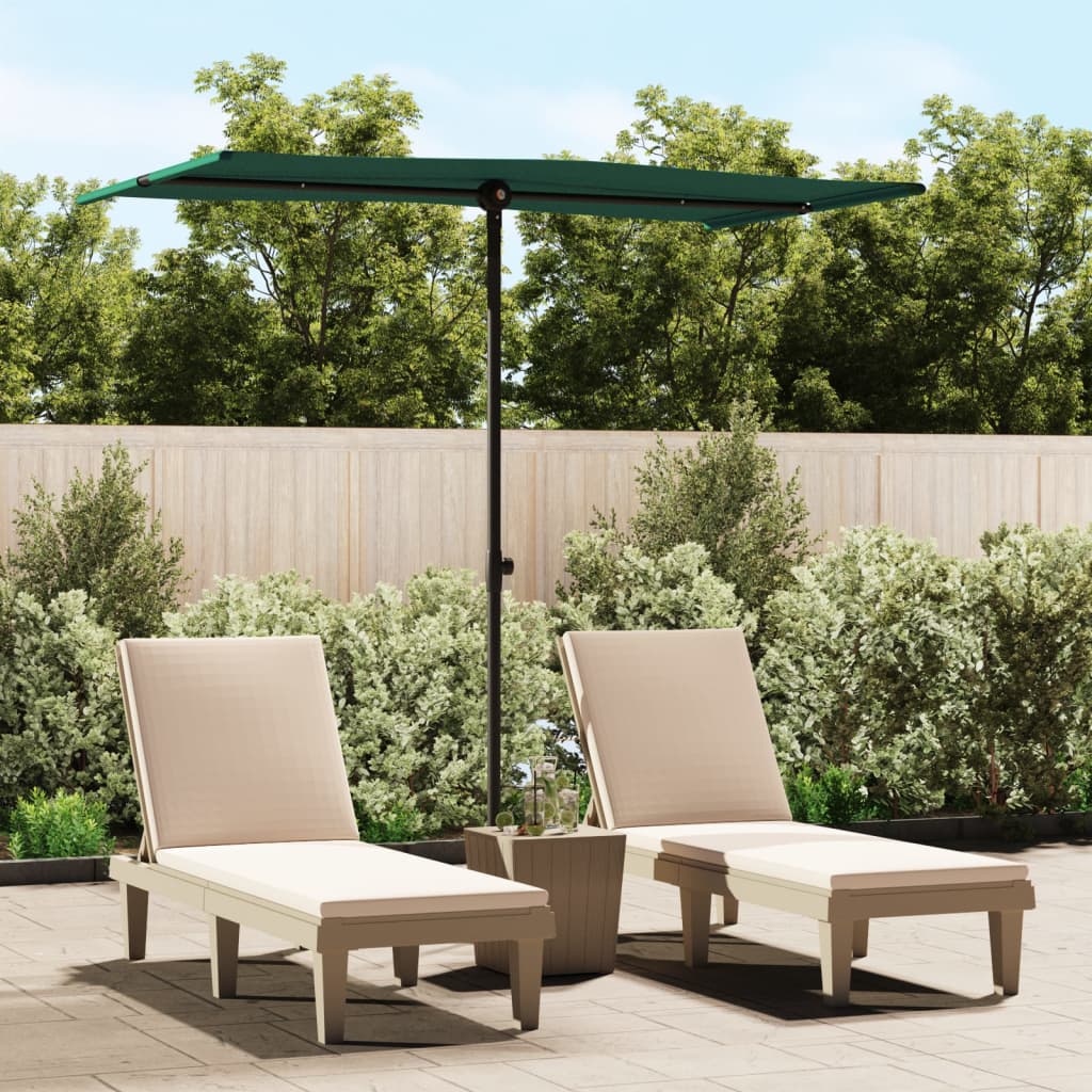 Vidaxl -parasol med aluminiumstang 180x110 cm grøn
