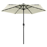 Vidaxl -parasol med LED -belysning og aluminiumstang 270 cm Sandy White