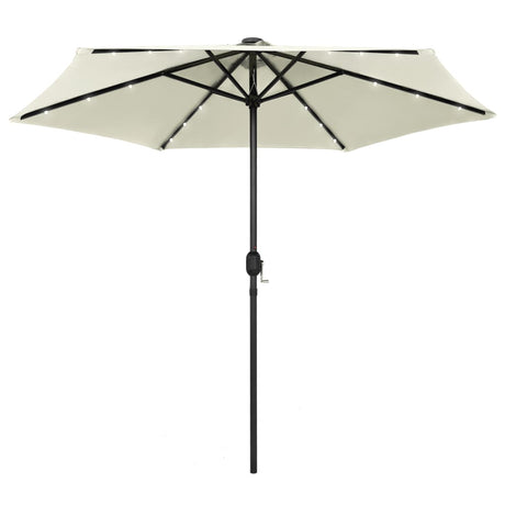 Vidaxl -parasol med LED -belysning og aluminiumstang 270 cm Sandy White