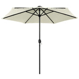 Vidaxl -parasol med LED -belysning og aluminiumstang 270 cm Sandy White