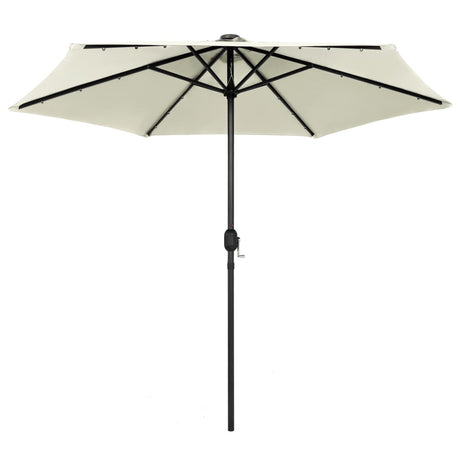 Vidaxl -parasol med LED -belysning og aluminiumstang 270 cm Sandy White