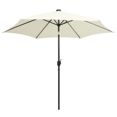 Vidaxl Parasol med LED -belysning og aluminiumstang 300 cm Sandy White
