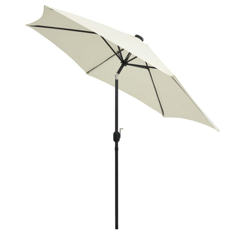 Vidaxl Parasol med LED -belysning og aluminiumstang 300 cm Sandy White