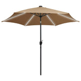 Vidaxl -parasol med LED -belysning og aluminiumstang 300 cm taupe
