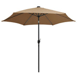 Vidaxl -parasol med LED -belysning og aluminiumstang 300 cm taupe
