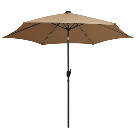 Vidaxl -parasol med LED -belysning og aluminiumstang 300 cm taupe