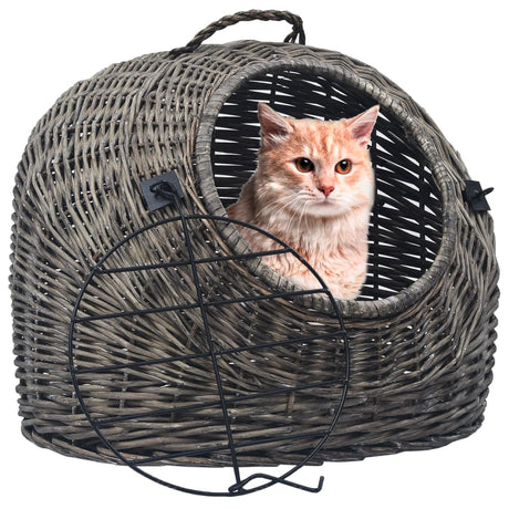 Vidaxl Cat Carrier 50x42x40 cm Natural Willow Wood Gray