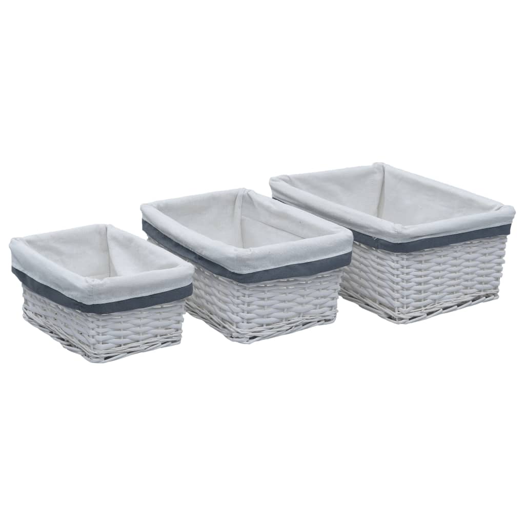 Vidaxl 3-Dart kurv Set Stackable Willow White